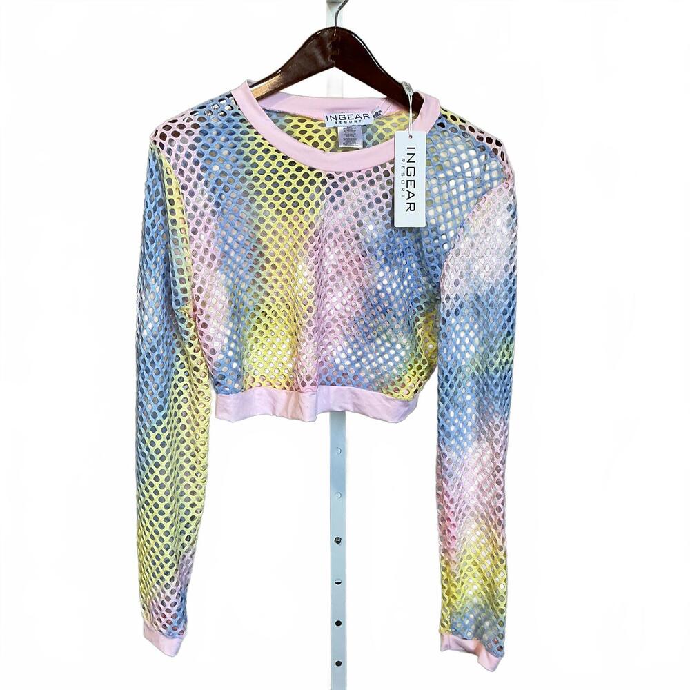 INGEAR Resort Women's Long Sleeve Mesh Crop Top Size Large
